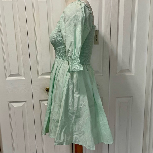 Blue Rain Light Green Turquoise Smocked Mini Dress - Picture 3 of 8